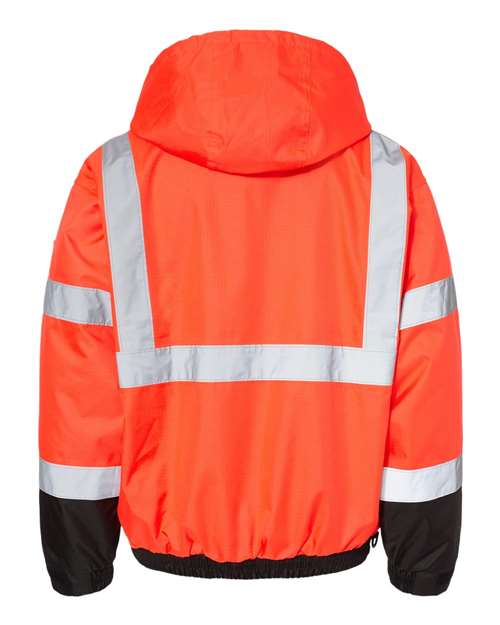 Kishigo JS130-132 Ripstop Bomber Jacket #color_Fluorescent Red