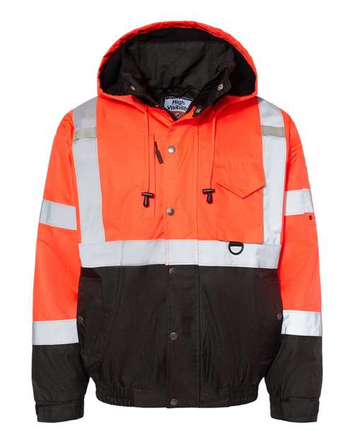 Kishigo JS130-132 Ripstop Bomber Jacket #color_Fluorescent Red
