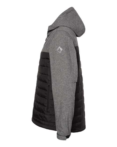 Dri Duck 5324 Men's Pinnacle Puffer Body Softshell Hooded Jacket #color_BLACK HTHR/ BLK