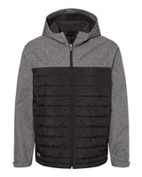 Dri Duck 5324 Men's Pinnacle Puffer Body Softshell Hooded Jacket #color_BLACK HTHR/ BLK