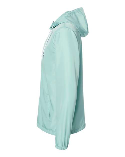 Independent Trading Co. EXP54LWZ Lightweight Windbreaker Full-Zip Jacket #color_Aqua/ White Zipper