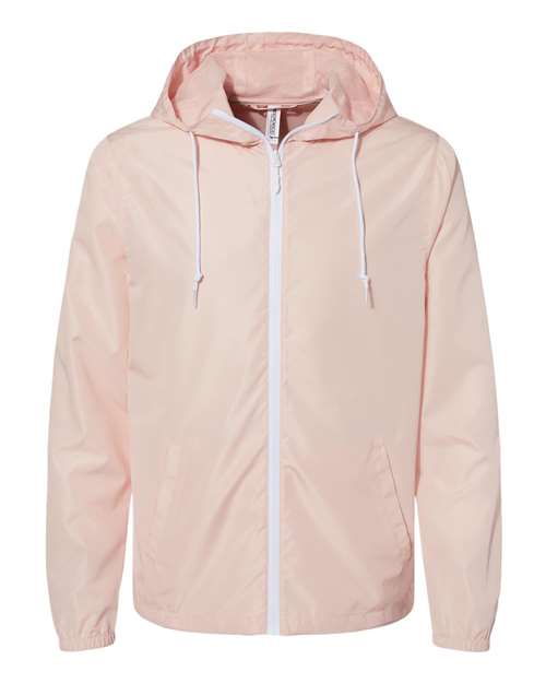 Independent Trading Co. EXP54LWZ Lightweight Windbreaker Full-Zip Jacket #color_Blush/ White Zipper