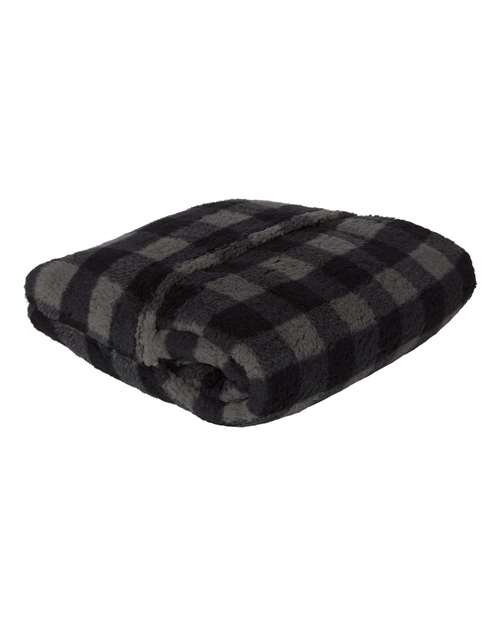 J America JA8449 Adult Epic Sherpa Blanket #color_BLK/ CHAR BUFLO
