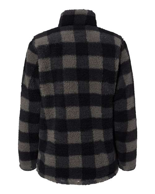 J America JA8451 Ladies' Epic Sherpa 1/4 Zip #color_BLK/ CHAR BUFLO