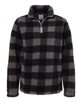J America JA8451 Ladies' Epic Sherpa 1/4 Zip #color_BLK/ CHAR BUFLO
