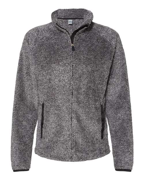 J America JA8463 Ladies Boundary Shag Full Zip #color_BLACK
