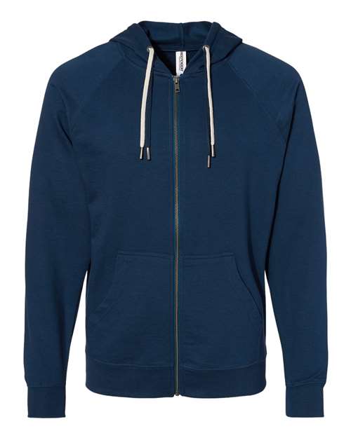 Independent Trading Co. SS1000Z Icon Lightweight Loopback Terry Full-Zip Hooded Sweatshirt #color_Indigo
