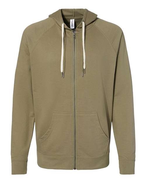 Independent Trading Co. SS1000Z Icon Lightweight Loopback Terry Full-Zip Hooded Sweatshirt #color_Olive