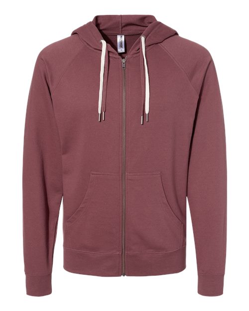 Independent Trading Co. SS1000Z Icon Lightweight Loopback Terry Full-Zip Hooded Sweatshirt #color_Port