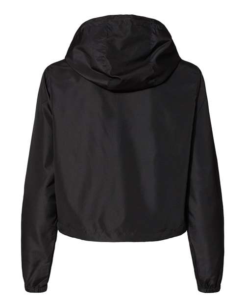 Independent Trading Co. EXP64CRP Women's Lightweight Quarter-Zip Pullover Crop Windbreaker #color_Black