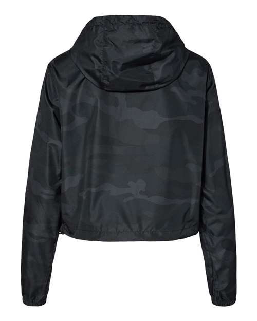 Independent Trading Co. EXP64CRP Women's Lightweight Quarter-Zip Pullover Crop Windbreaker #color_Black Camo
