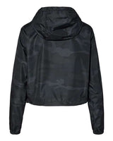 Independent Trading Co. EXP64CRP Women's Lightweight Quarter-Zip Pullover Crop Windbreaker #color_Black Camo