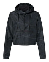 Independent Trading Co. EXP64CRP Women's Lightweight Quarter-Zip Pullover Crop Windbreaker #color_Black Camo