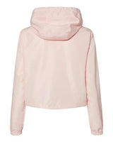 Independent Trading Co. EXP64CRP Women's Lightweight Quarter-Zip Pullover Crop Windbreaker #color_Blush/ White Zipper