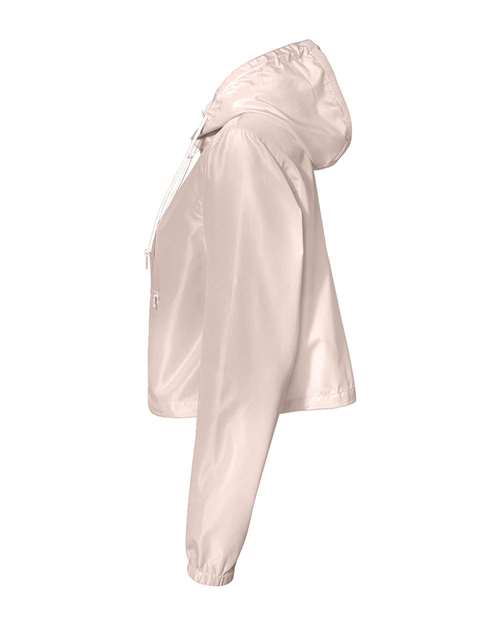 Independent Trading Co. EXP64CRP Women's Lightweight Quarter-Zip Pullover Crop Windbreaker #color_Blush/ White Zipper