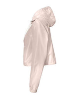 Independent Trading Co. EXP64CRP Women's Lightweight Quarter-Zip Pullover Crop Windbreaker #color_Blush/ White Zipper