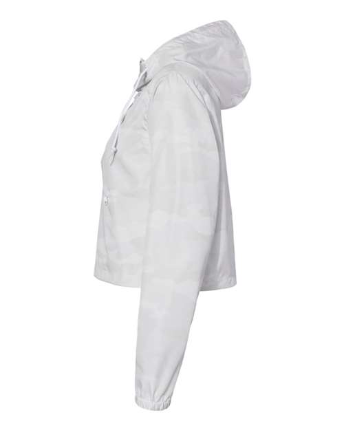 Independent Trading Co. EXP64CRP Women's Lightweight Quarter-Zip Pullover Crop Windbreaker #color_White Camo