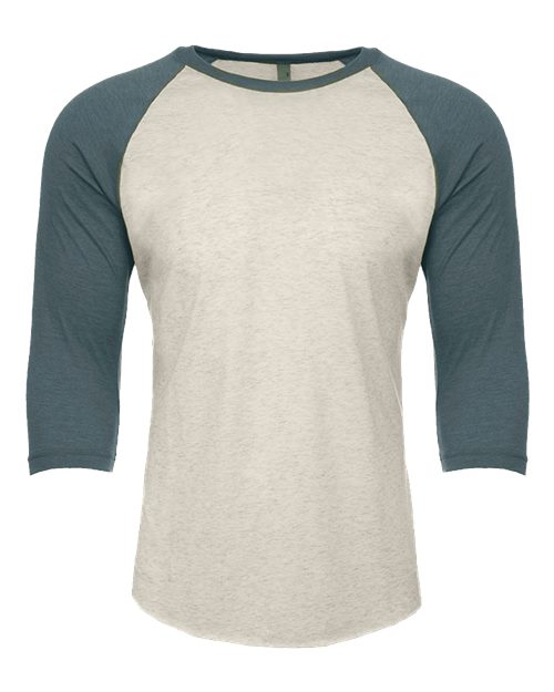 Next Level 6251 Unisex CVC 3/4 Sleeve Raglan Baseball T-Shirt #color_INDIGO/ SILK