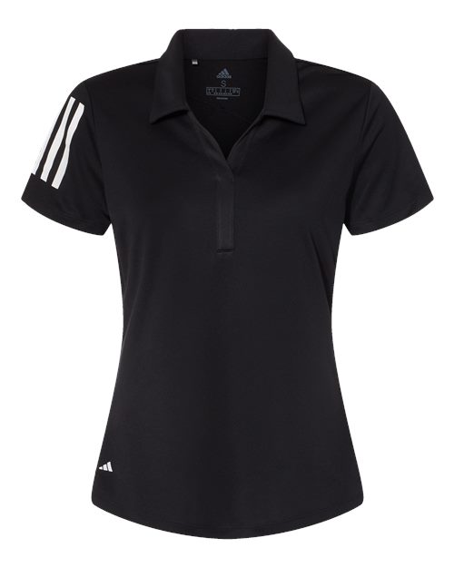 Adidas A481 Women's Floating 3-Stripes Polo #color_Black/ White