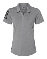 Adidas A481 Women's Floating 3-Stripes Polo #color_Grey Three Heather/ Black
