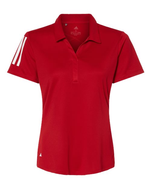 Adidas A481 Women's Floating 3-Stripes Polo #color_Team Power Red/ White