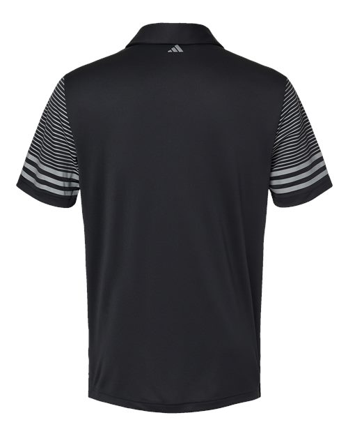 Adidas A490 Striped Sleeve Polo #color_Black/ Grey Three
