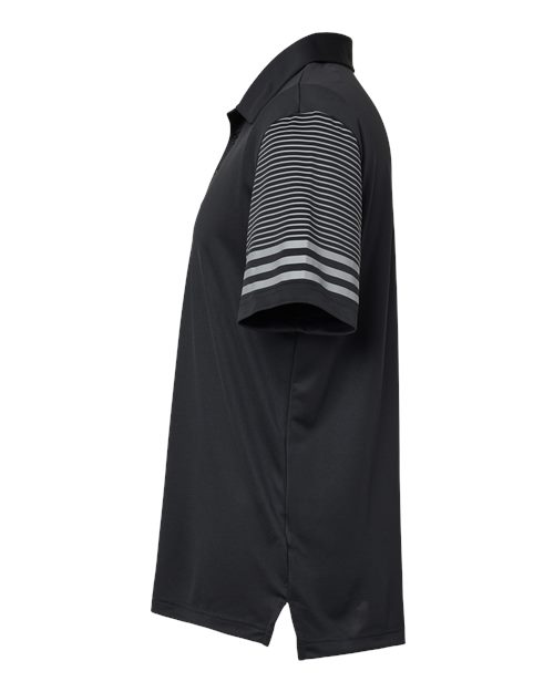 Adidas A490 Striped Sleeve Polo #color_Black/ Grey Three