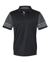 Adidas A490 Striped Sleeve Polo #color_Black/ Grey Three