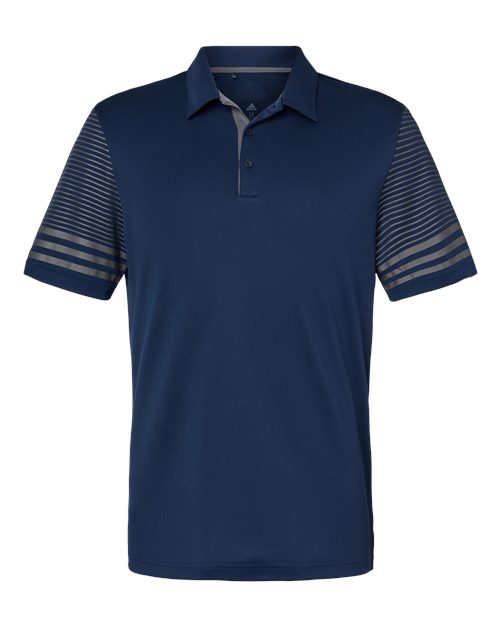 Adidas A490 Striped Sleeve Polo #color_Team Navy Blue/ Grey Five