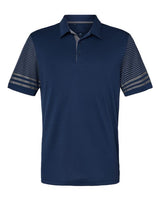 Adidas A490 Striped Sleeve Polo #color_Team Navy Blue/ Grey Five