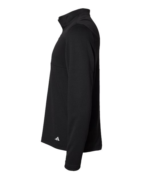 Adidas A482 3-Stripes Double Knit Quarter-Zip Pullover #color_Black/ Grey Two
