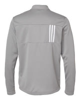 Adidas A482 3-Stripes Double Knit Quarter-Zip Pullover #color_Grey Three/ White
