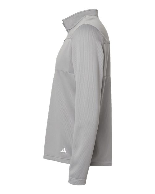 Adidas A482 3-Stripes Double Knit Quarter-Zip Pullover #color_Grey Three/ White