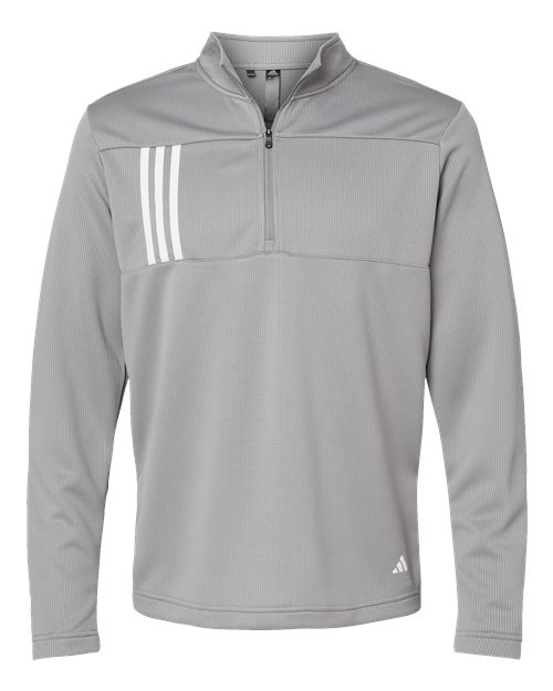 Adidas A482 3-Stripes Double Knit Quarter-Zip Pullover #color_Grey Three/ White