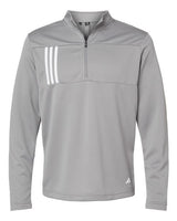 Adidas A482 3-Stripes Double Knit Quarter-Zip Pullover #color_Grey Three/ White