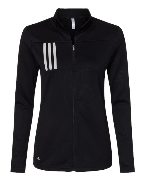 Adidas A483 Women's 3-Stripes Double Knit Full-Zip #color_Black/ Grey Two