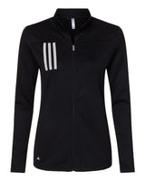 Adidas A483 Women's 3-Stripes Double Knit Full-Zip #color_Black/ Grey Two
