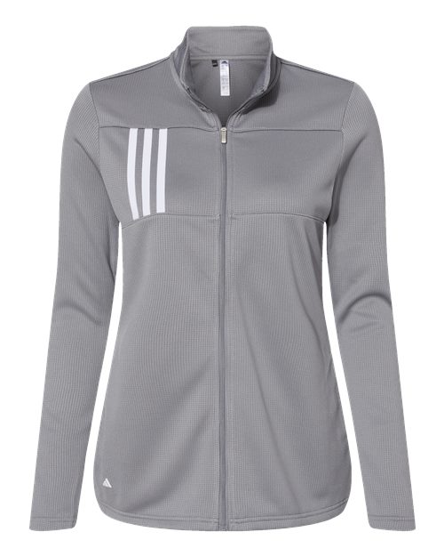 Adidas A483 Women's 3-Stripes Double Knit Full-Zip #color_Grey Three/ White
