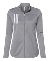 Adidas A483 Women's 3-Stripes Double Knit Full-Zip #color_Grey Three/ White