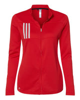 Adidas A483 Women's 3-Stripes Double Knit Full-Zip #color_Team Collegiate Red/ Grey Two