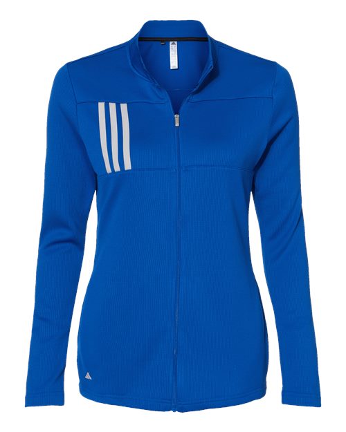 Adidas A483 Women's 3-Stripes Double Knit Full-Zip #color_Team Royal/ Grey Two