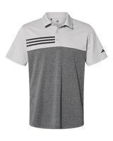 Adidas A508 Heathered Colorblocked 3-Stripes Polo #color_Grey Two Heather/ Black Heather