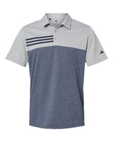 Adidas A508 Heathered Colorblocked 3-Stripes Polo #color_Grey Two Heather/ Collegiate Navy Heather