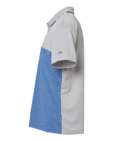 Adidas A508 Heathered Colorblocked 3-Stripes Polo #color_Grey Two Heather/ Collegiate Royal Heather