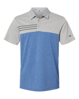 Adidas A508 Heathered Colorblocked 3-Stripes Polo #color_Grey Two Heather/ Collegiate Royal Heather