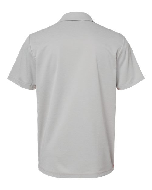 Adidas A508 Heathered Colorblocked 3-Stripes Polo #color_Grey Two Heather/ Hi-Res Coral Heather