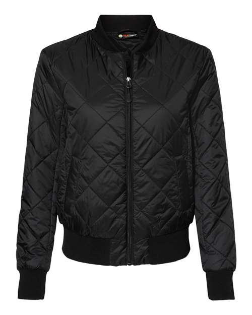 Weatherproof W21752 Women's HeatLast Quilted Packable Bomber #color_Black