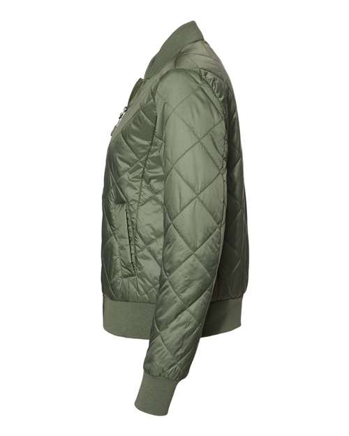 Weatherproof W21752 Women's HeatLast Quilted Packable Bomber #color_Olive Grey