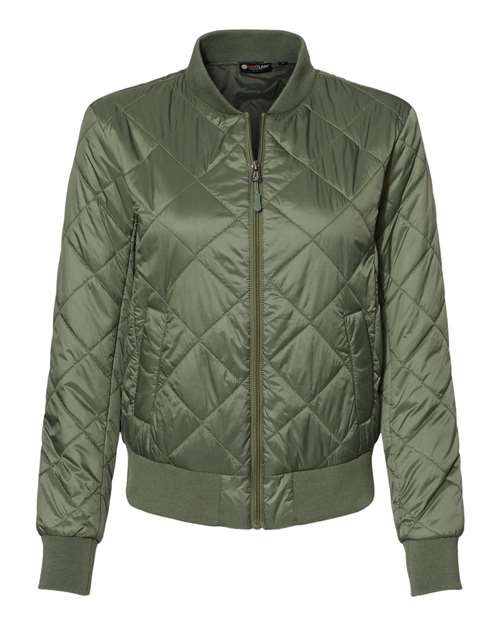 Weatherproof W21752 Women's HeatLast Quilted Packable Bomber #color_Olive Grey