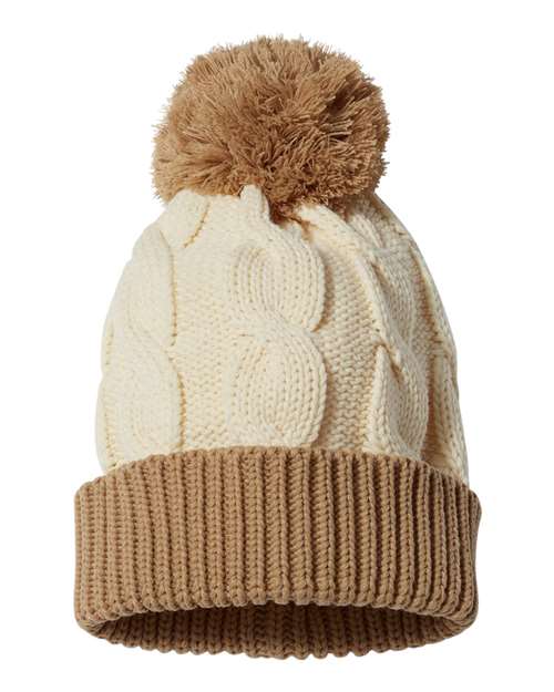 Richardson 141R Chunk Twist Cuffed Beanie #color_Cream/ Mocha